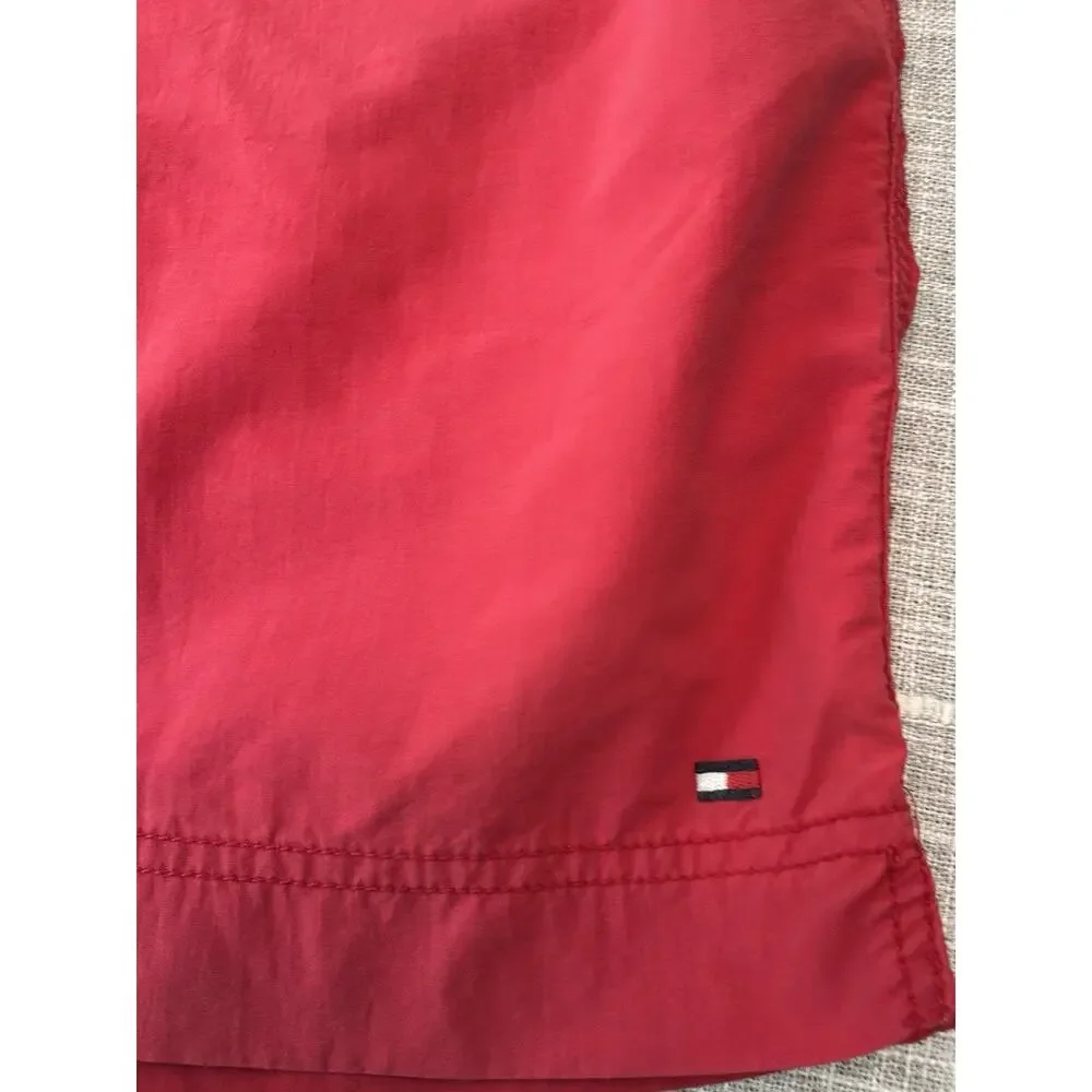 Tommy Hilfiger Swim Trunks Mens M Red Mesh Lined Drawstring Preppy Streetwear‎